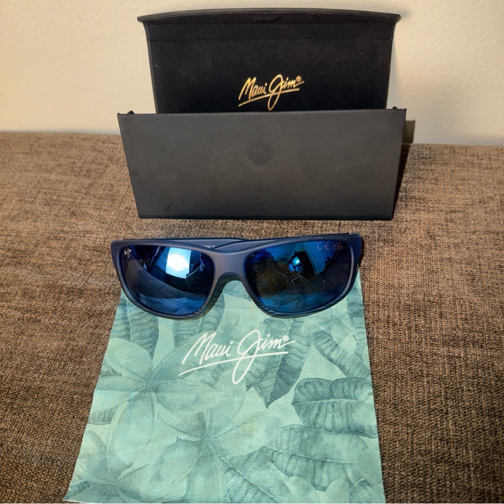 Maui Jim Men’s Blue Frame Sunglasses With Blue Mirror Lenses
